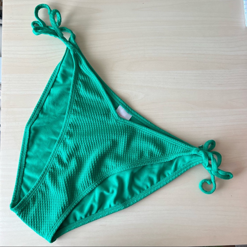 NWT Xhilaration High Leg Scoop String Bikini Bottom XL Green